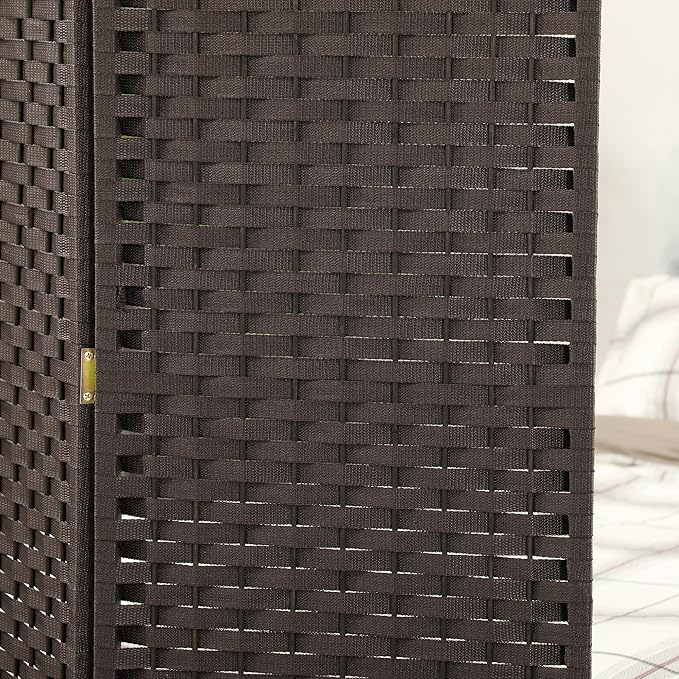 HOMCOM Room Divider, 4 Panel Folding Privacy Screen, 5.6' Tall Freestanding Wall Partition for Home Office, Bedroom, Brown