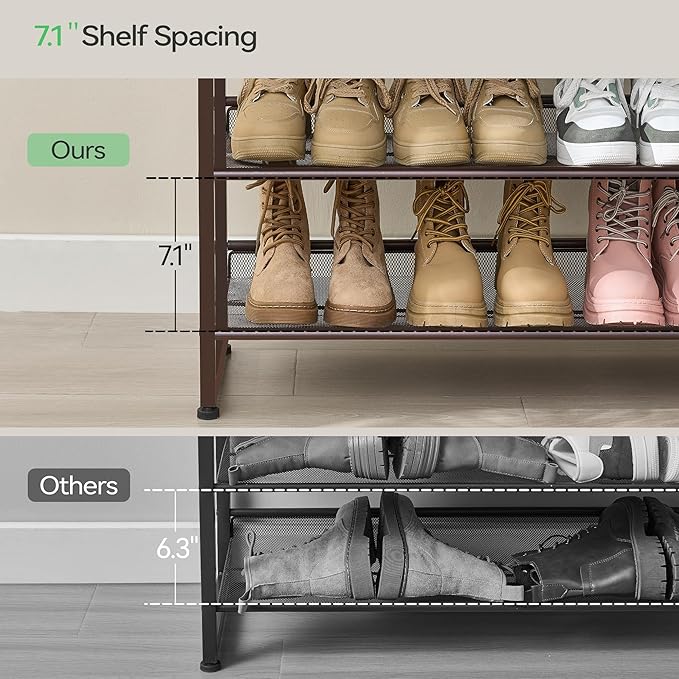 Shoe Rack, Long Shoe Organizer,Max Holds 62 Pairs,10 Tier Metal Shoe Storage Shelf,5-Tier Stackable Shoes Organizer for Garage, Entryway,Bronze
