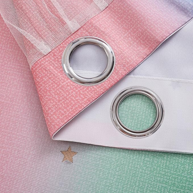 XiDi Curtains for Bedroom Decor, Rainbow Pink GreenBlue34/96/1