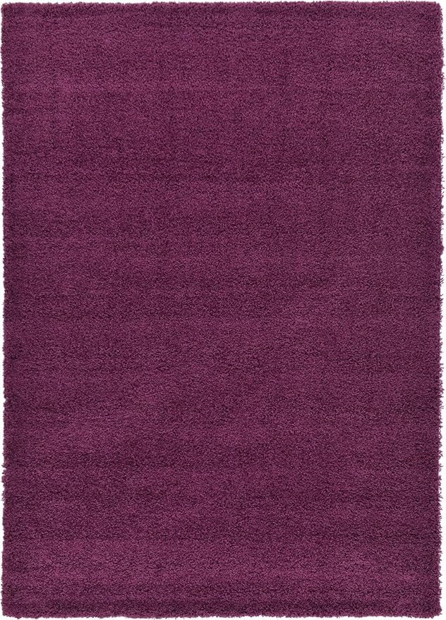 Unique Loom Solid Shag Collection Area Rug (7' 1" x 10' Rectangle, Eggplant Purple)