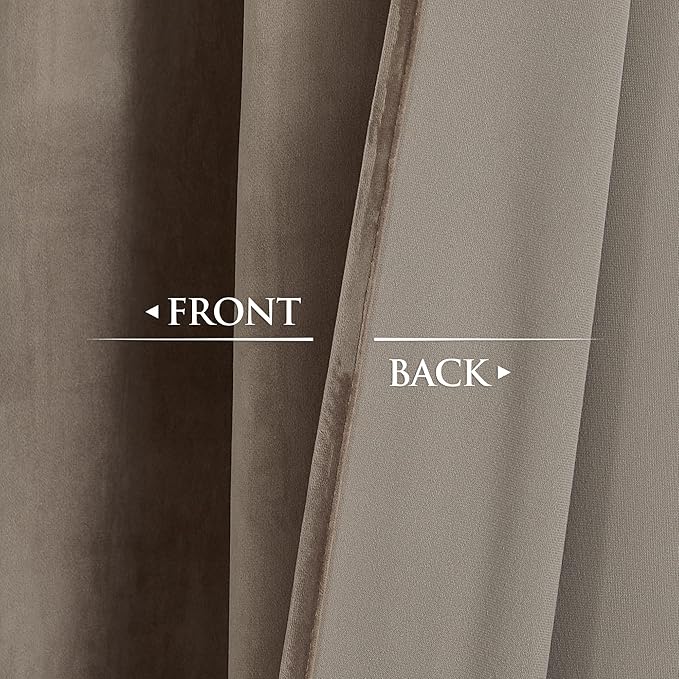StangH Taupe Curtains 94 inches Long Premium Velvet Blackout Drapes for Bedroom/Office, Heavy Soft Curtains with Noise Reduction, Modern Neutral Home Decor, W52 x L94, 2 Panels