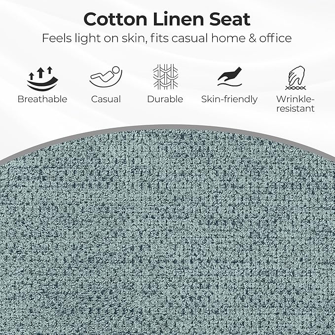 Zouron Mid Century Modern Accent Chair with Wooden Legs, Swivel Desk Chair No Wheels, Upholstered Side Armchair Vanity Chair for Small Space Home Office Living Room Bedroom, Light Blue