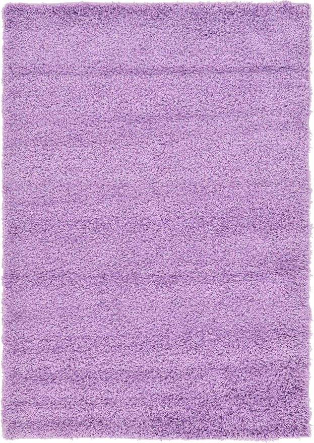 Unique Loom Solid Shag Collection Area Rug (4' 1" x 6' 1" Rectangle, Lilac)