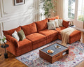 ABCASA 134.6" Luxury Modular Sectional Convertible Sofa with Storage Ottoman, L-Shape 5-Seat Oversized Comfy Couch Deep Seat with Reversible Chaise - Chenille Terracotta Orange