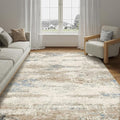 5x7 Area Rug Living Room Bedroom Carpet Washable Abstract Neutral Modern Beige Brown Accent Rug Dining Non Slip Low Pile Soft Thin Indoor Office Floor Throw Kitchen Contemporary