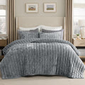 Bedsure Velvet Quilt Queen Size Set - Lightweight Velvet Comforter Queen, Luxury Bedspread Coverlet, Ultra-Soft Winter Bedding Set with 2 Pillow Shams, 90"x96", Sliver Gray