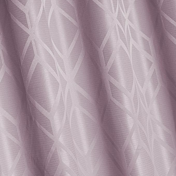 Amazon Basics Jacquard 2-Piece 100% Blackout Curtains, Living Room and Bedroom Drapes, Thermal Insulated Window Treatment, 52"x72", Pink