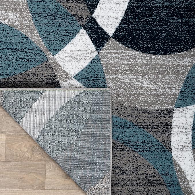Rugshop Contemporary Abstract Circles Perfect for high Traffic Areas of Your Living Room,Bedroom,Home Office,Kitchen Area Rug 6'6" x 9' Blue