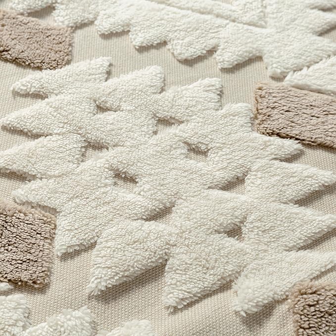 Ivory Brown 5x7 Area Rug Washable Living Room Moroccan Shag Carpet Non Slip Soft Neutral Boho Plush Pile Large Throw Rug for Kitchen Office Dining Room Bedroom Laundry