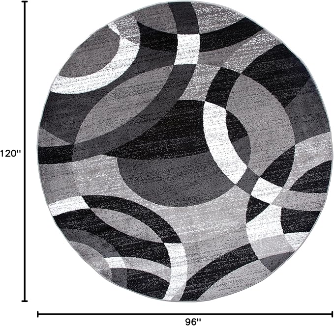 Rugshop Contemporary Abstract Circles Perfect for high Traffic Areas of Your Living Room,Bedroom,Home Office,Kitchen Area Rug 6'6" Gray (6' 6" Diameter)