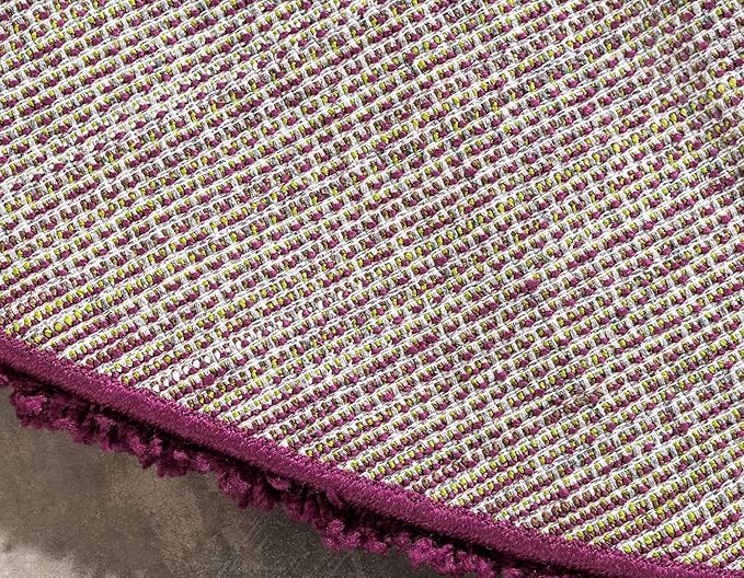 Unique Loom Solid Shag Collection Area Rug (8' Round, Eggplant Purple)