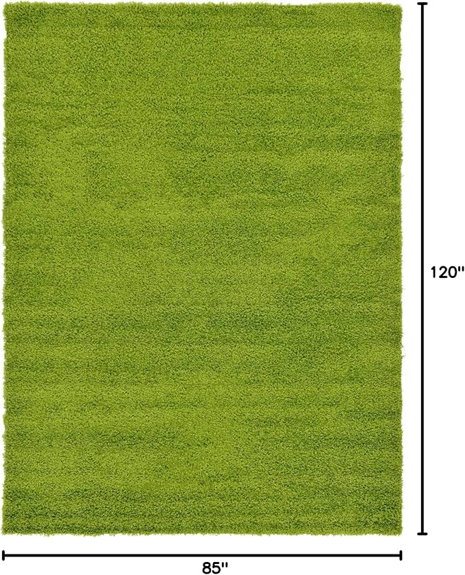 Unique Loom Solid Shag Collection Area Rug (7' 1" x 10' Rectangle, Grass Green)