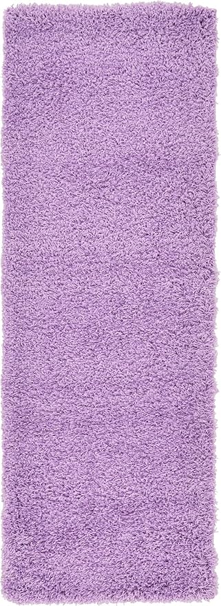 Unique Loom Solid Shag Collection Area Rug (2' x 6' 5" Runner, Lilac)