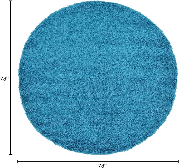 Unique Loom Solid Shag Collection Area Rug (6' 1" Round, Turquoise)