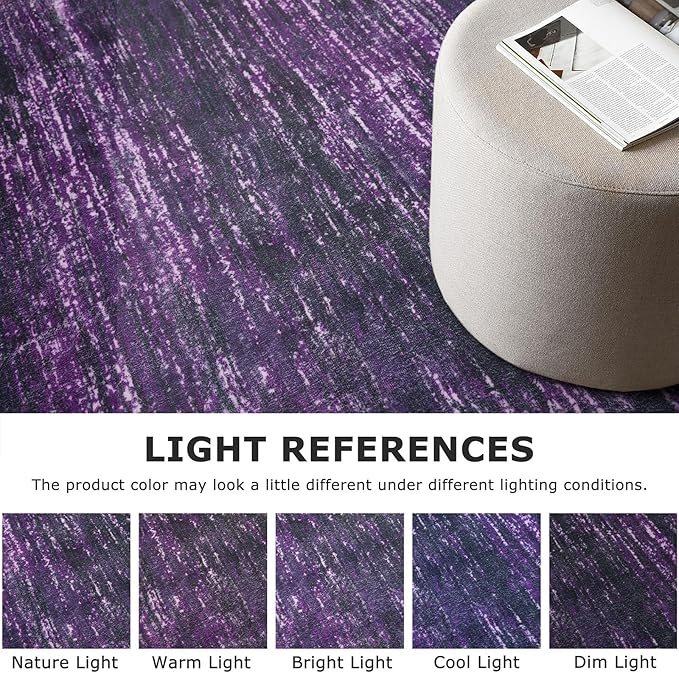 2x7 Modern Abstract Runner Rug for Hallways, Purple White Super Soft Hallway Decor Kitchen Rugs with Non-Slip, Non-Shedding Washable Rug for Hallways Entryway Bedroom Indoor