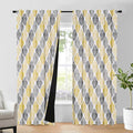 Beauoop 100% Blackout Curtains 96 Inches Long 2 Panels for Bedroom Living Room Yellow Grey Moroccan Geo Room Darkening Thermal Insulated Soundproof Rod Pocket Back Tab Window Treatments Drapes, 50x96