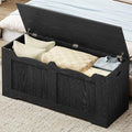 Hzuaneri 43.3" Storage Chest, Extra Large Storage Bench Trunk with 2 Hinges, Wooden Box, Lift-Top Chest Organizer, Shoe Bench for Entryway, Bedroom, Living Room, Black SB25504X