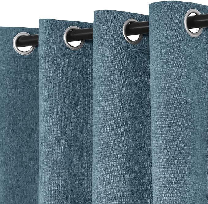 Macochico Full Blackout Curtains 84 Inches Long Insulated Noise Reducing Chenille Curtains for Living Room Bedroom Nursery Auditorium Teal Blue Curtains with Tieback Grommet 72" Wx84 L 1 Panel