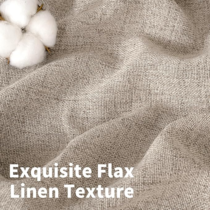 YoungsTex Dark Oatmeal Linen Curtains 68 Inch Length for Living Room, Light Filtering Burlap Textured Drapes with Bronze Grommet Privacy for Bedroom Farmhouse Rustic, 52 x 68 Inch, 2 Panels