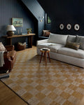 Loloi Chris Loves Julia Calvin Collection CLV-01 Apricot/Ivory 7'-10" x 10' Area Rug Checkered Neutral Soft Living Room Bedroom Carpet