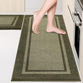 Kitchen Rugs Set (24" x 36"+24" x 60"), Non-Slip Machine Washable Kitchen Runner Rugs, Absorbent Comfort Standing Mats for Kitchen, Laundry and Hallway, Rolled Packaging, Budding Green & Sage Green