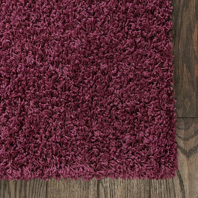 Unique Loom Solid Shag Collection Area Rug (2' 2" x 6' 7" Runner Eggplant Purple)
