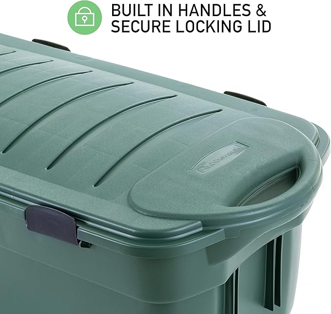 Rubbermaid ECOSense Wheeled Storage Totes, 40 Gal Pack of 2, Durable and Reusable Bins with Latching Lids for Garage or Home Organization, Made From Recycled Materials