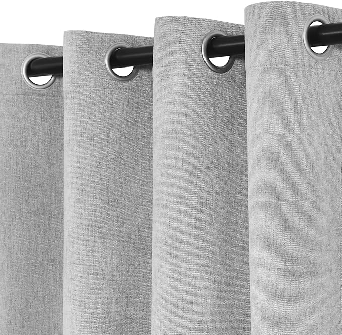 Macochico 100% Blackout Curtains Chenille Curtains for Living Room Thermal Blackout Curtains for Bedroom Hotel Banquet Classic Decor Apricot Grey Curtains with Tieback 72" Wx96 L Grommet 1 Panel