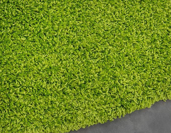 Unique Loom Solid Shag Collection Area Rug (8' Round, Grass Green)
