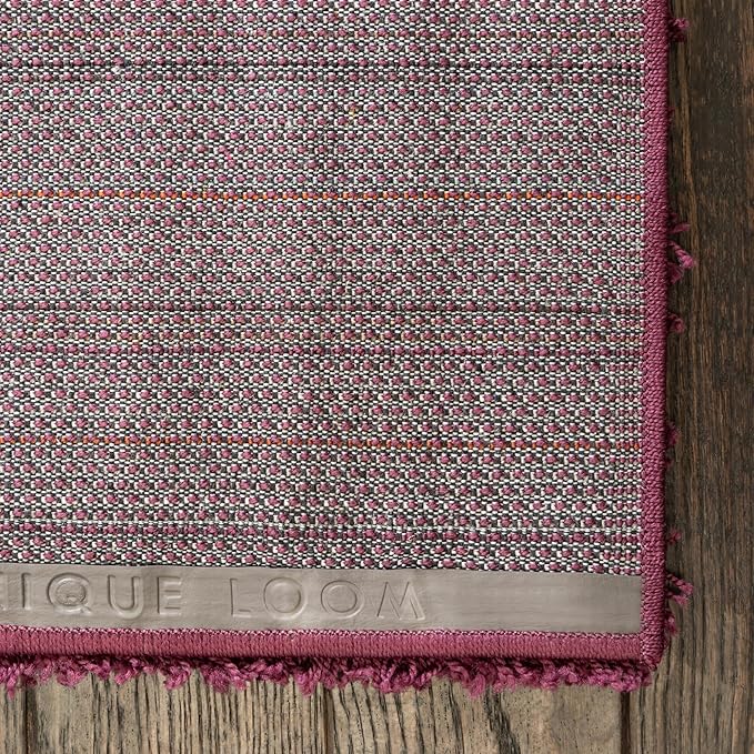 Unique Loom Solid Shag Collection Area Rug (8'x 11' Rectangle, Eggplant Purple)