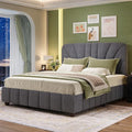 Queen Size Boucle Bed Frame Upholstered Bed Frame Queen with Adjustable Headboard, Solid Wood Slats Support, Bed for Bedroom Apartment, Dorm, No Box Spring Needed, Easy Assembly, Noise-Free, Grey