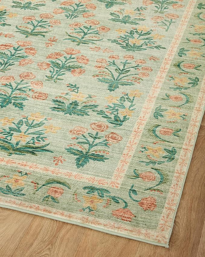 Loloi Rifle Paper Co. Eden Collection EDE-01 Mughal Rose Blush 8'-6" x 11'-6" Area Rug feat. CloudPile™