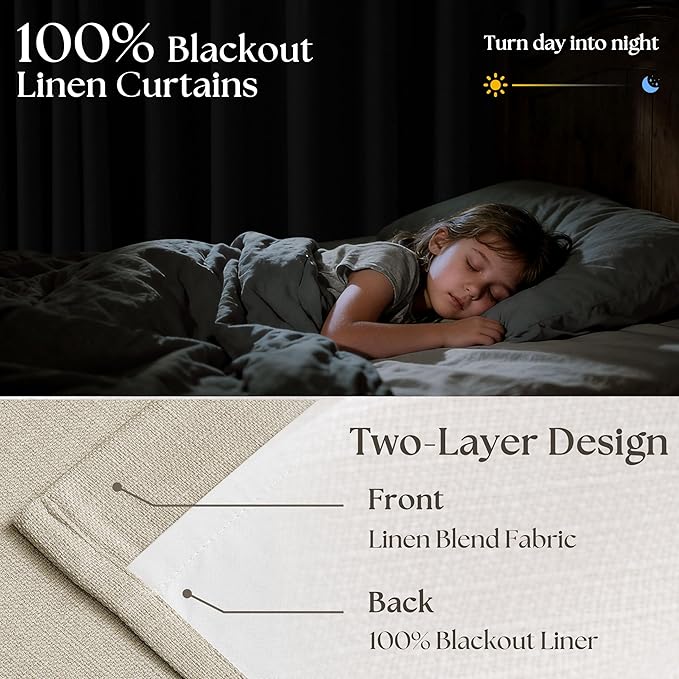 70 Inch Extra Wide 100% Blackout Curtain 84 Inches Long for Living Room Pinch Pleated Thick Linen Oatmeal Beige Thermal Drapes Back Tab Room Darkening Black Out for Bedroom Large Window 70x84 1 Panel