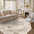 5x7 Vintage Washable Area Rugs Boho Medallion Large Distressed Retro Accent Carpet Floral Non-Slip Soft Low Pile Indoor Throw Rug for Living Room Bedroom Dining Room Office Kitchen, Taupe