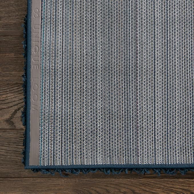 Unique Loom Solid Shag Collection Area Rug (6' 1" x 9' Rectangle, Sapphire Blue/ Navy Blue)