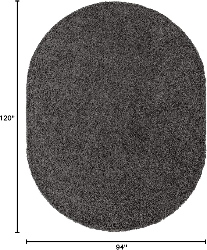 Unique Loom Solid Shag Collection Area Rug (7' 10" x 10' Oval, Graphite Gray)