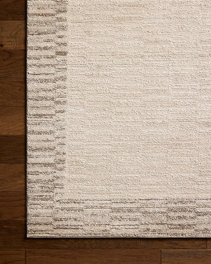 Loloi Chris Loves Julia Calvin Collection CLV-04 Ivory/Pebble 2'-7" x 10'-0" Runner Rug Checkered Neutral Soft Living Room Bedroom Carpet