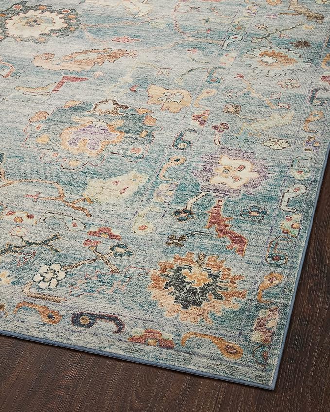 Loloi Margot Collection MAT-06 Denim/Multi 2'-6" x 9'-6" Runner Rug feat. CloudPile, No-Shed Easy Clean Large Patterned Area Rug for Living Room, Bedroom, Dining Area