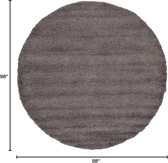 Unique Loom Solid Shag Collection Area Rug (8' Round Graphite Gray)