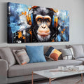 ENTANUB Monkey Wall Art for Living Room, Animal Canvas Print Painting for Bedroom, Blue Picture Decor, Size 59 x 29 Inches