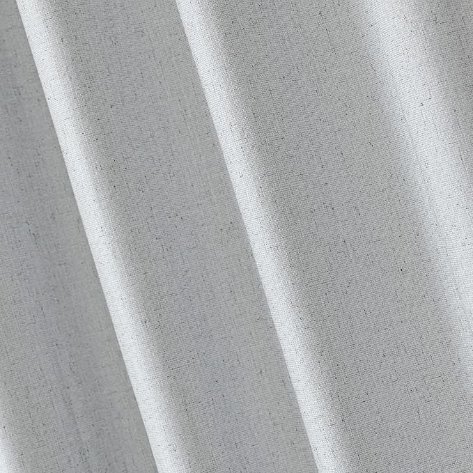 Amazon Basics Faux Linen Blackout Curtains for Bedroom and Living Room, 2-Piece Set with Grommets, 42" W x 72" L, White