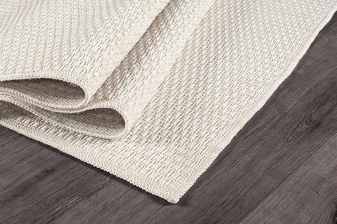 Easy Jute Rug 6x9 Indoor Outdoor Natural Rugs Solid Fiber Rug Woven Area Rug Boho Easy Clean Inside Carpet for Living Room Bedroom Dining Room Hallway or Outdoor Patio Porch (6 X 9 Bone)