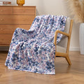 Luxury Printed Fleece Warm Throw Blanket, Soft Lightweight Velvety Plush Throw for Couch and Bed, Cozy Comfy for All Seasons(White Purple Flowers, 50×70 Inches)