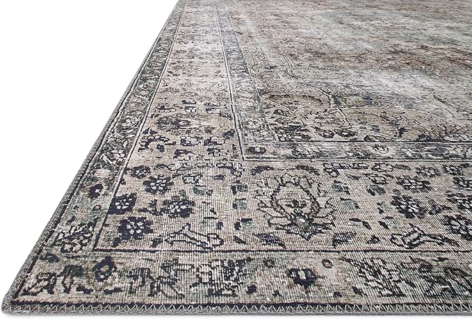 Loloi Layla Collection LAY-06 Taupe/Stone 2'-0" x 5'-0" .13" Thick Accent Rug, Soft, Durable, Vintage Inspired, Distressed, Low Pile, Non-Shedding, Easy Clean, Printed, Living Room Rug