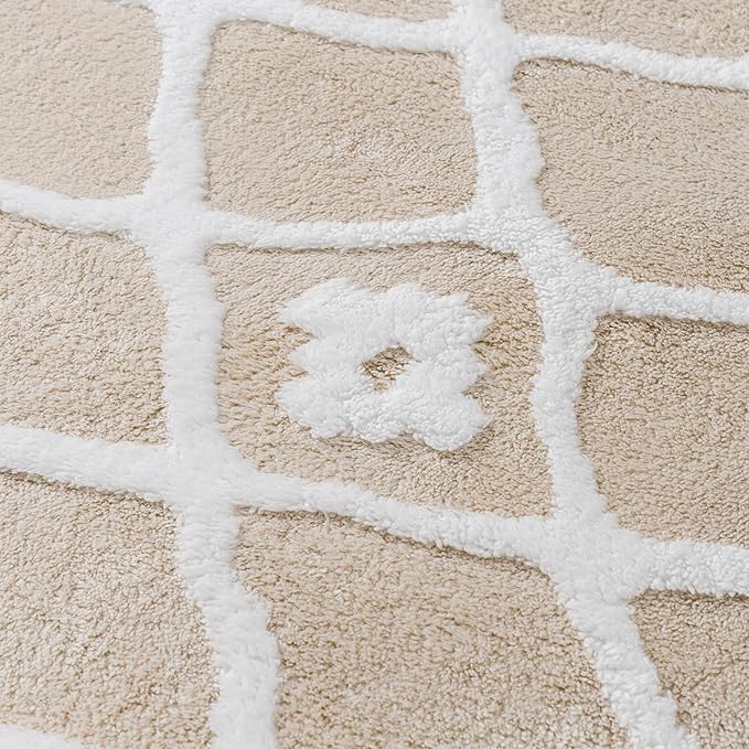 Ivory 4x6 Area Rug Moroccan Shag Office Washable Carpet Soft Non Shedding Neutral Boho Doormat Plush Pile Modern Throw Rug for Entryway Kitchen Dining Room Bedroom Living Room