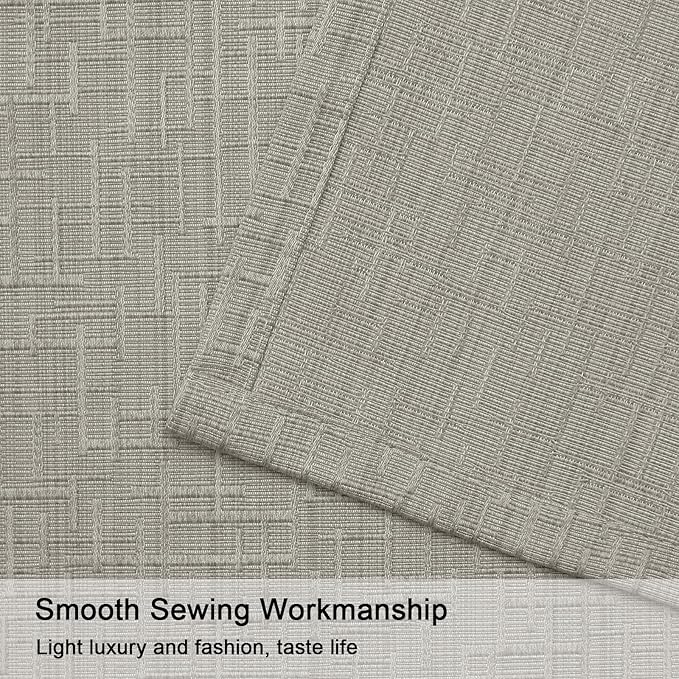 Jacquard Linen Curtains 108 inch Length 2 Panels Thick Faux Linen Blended Window Drapes Burlap Textured Curtains with Grommet for Living Room Bedroom Farmhouse (52x108 Light Khaki) Natural
