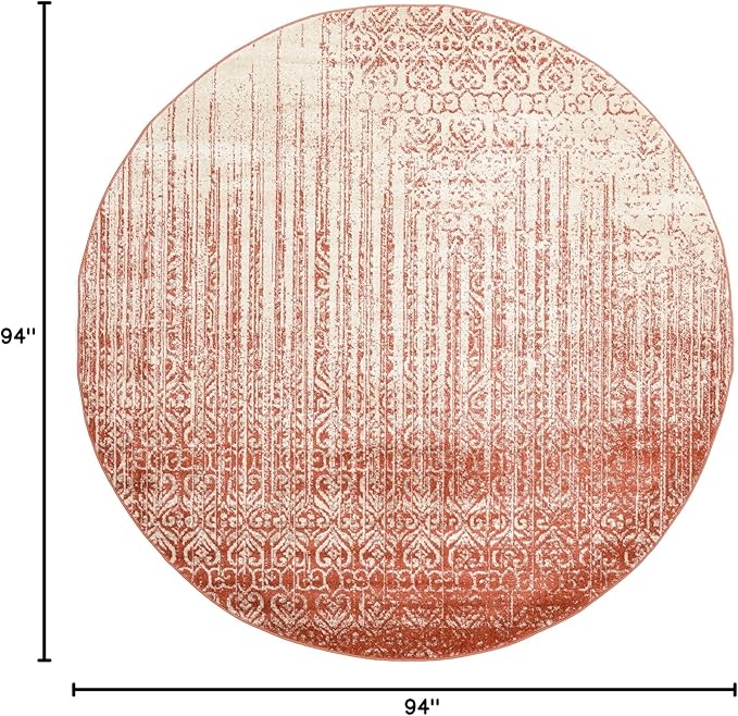 Unique Loom Del Mar Collection Area Rug - Jennifer (7' 10" Round, Red/ Beige)