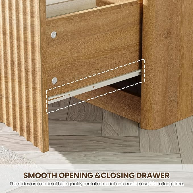 Night Stand with Charging Station, Modern Bedside Table with Drawer & Open Shelf Storage, Small Space Sidetable for Bedroom, Natural Oak