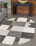 Unique Loom Autumn Collection Area Rug - Providence (3' 3" x 5' 3" Oval, Gray/ Ivory)