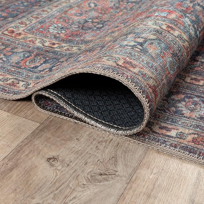 Bloom Rugs Washable Non-Slip 7 ft Runner - Multicolor Traditional Medallion Runner for Entryway, Hallway, Bathroom, and Kitchen - Exact Size: 2.5' x 7'